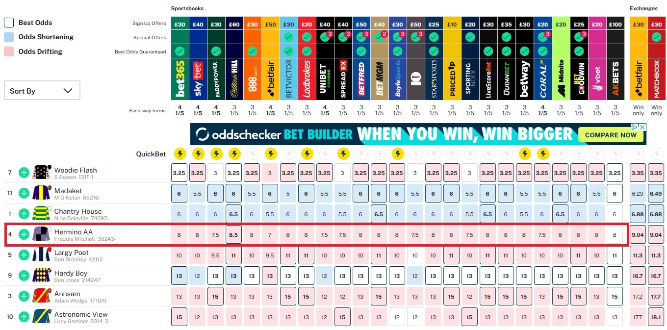 Betting odds example